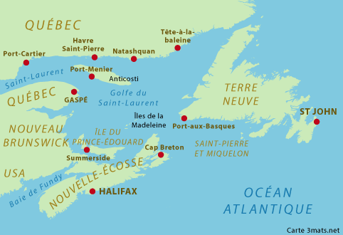 Carte Est du Canada
